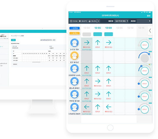 ルクミー タブレットとPCでの管理画面